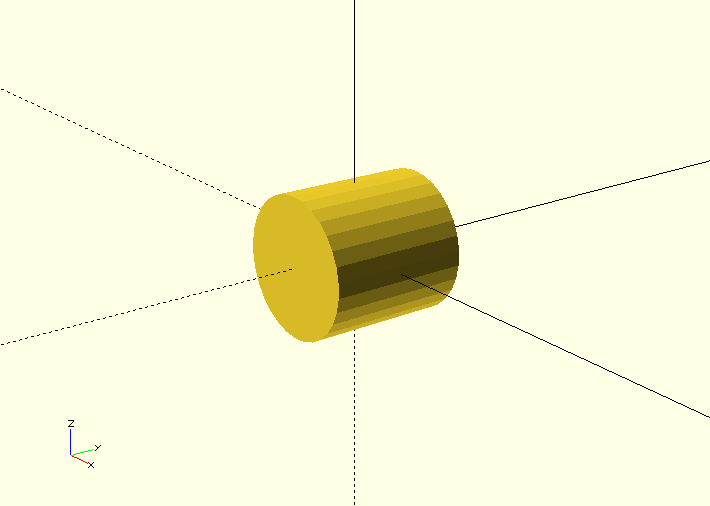 Shows a cylinder rotated such that it's axis is parallel to the y axis.