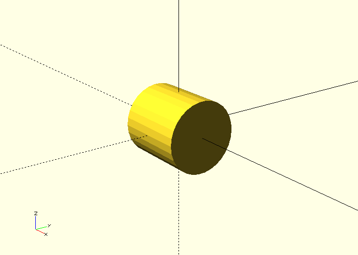 Shows a cylinder rotated such that it's axis is parallel to the x axis.