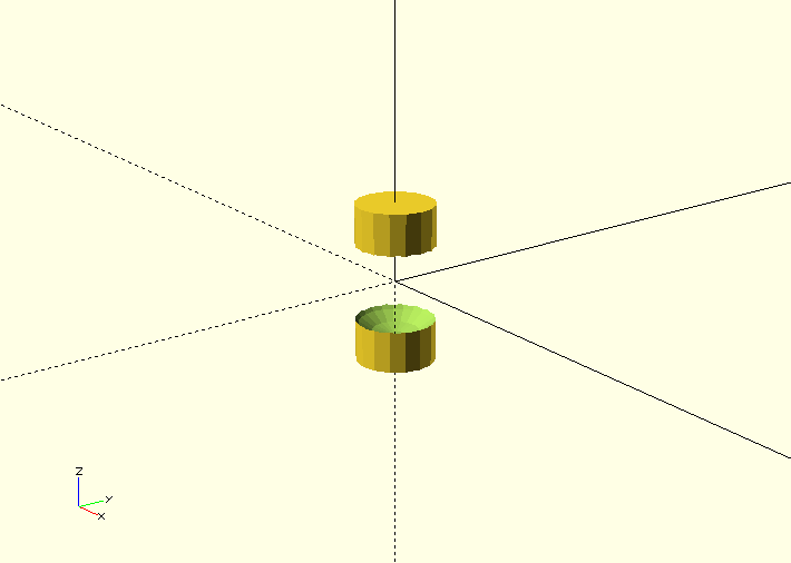 Shows a union of a cylinder and a sphere.