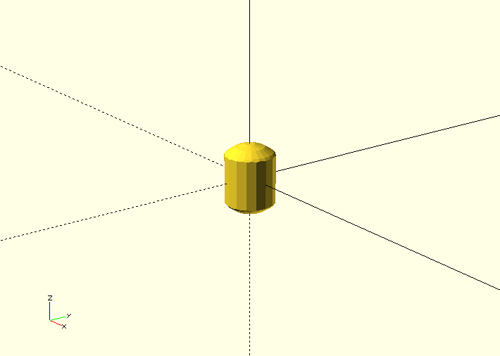 Shows a union of a cylinder and a sphere.