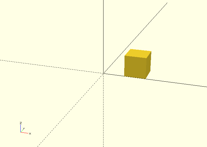 Shows a cube translated spaitally in the x axis