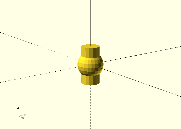 Shows a union of a cylinder and a sphere.
